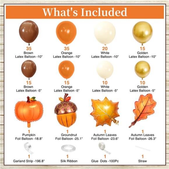 163Pcs Fall Thanksgiving Decorations Balloon Arch Kit, Fall Party Decorations - Picture 3 of 7